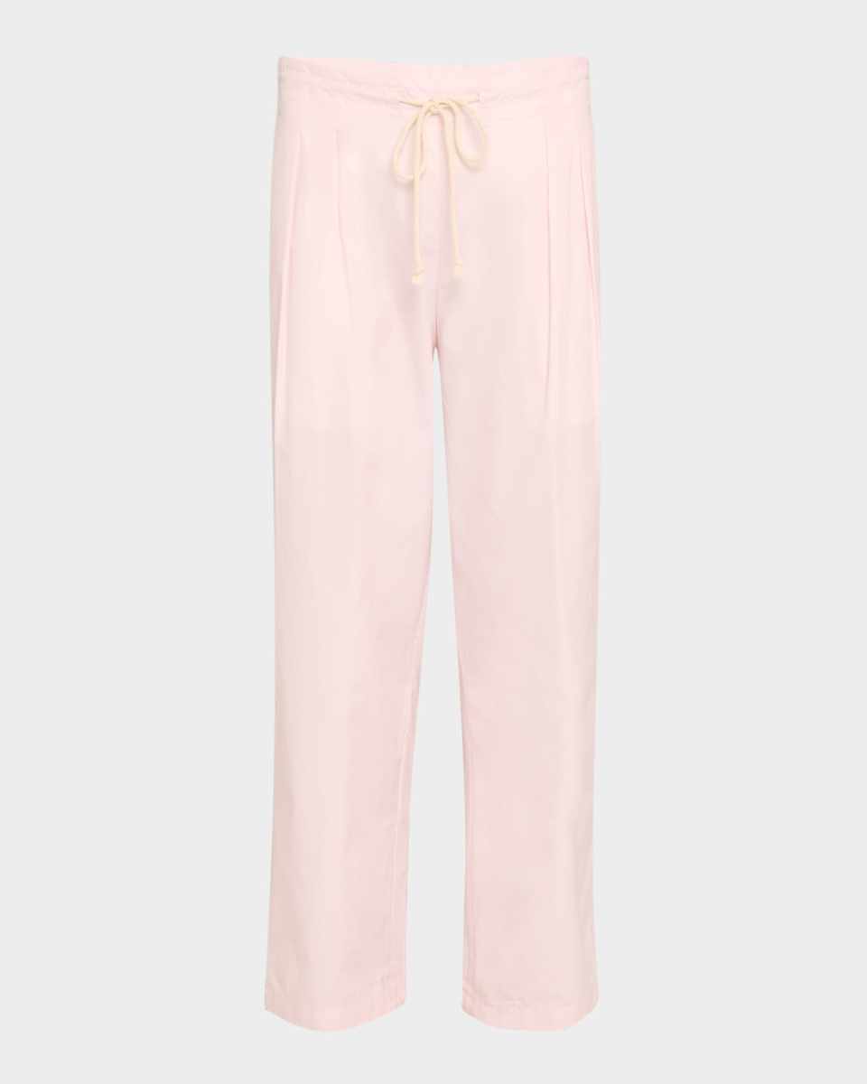 Cosy Pleated Straight-Leg Drawstring Pants
